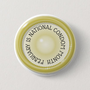 Badge Rond 5 Cm Février est le Bouton du mois du préservatif natio