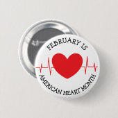 Badge Rond 5 Cm Février est le mois du coeur américain (Devant & derrière)