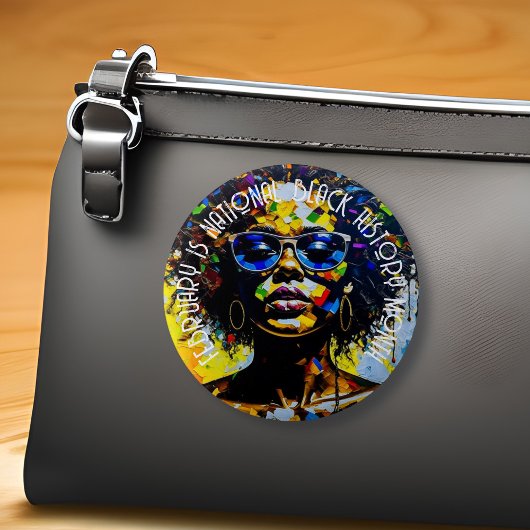 Badge Rond 5 Cm Février est le Mois national de l'histoire des Noi