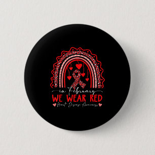 Badge Rond 5 Cm Février Nous Portons Le Rouge Sensibilisation à la
