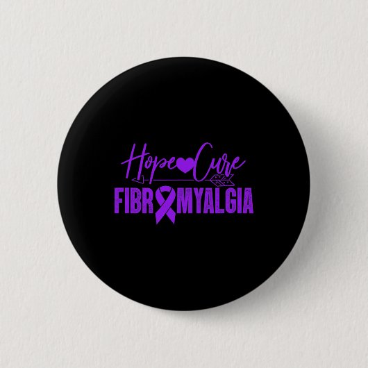 Badge Rond 5 Cm Fibro Sensibilisation Hope Cure Fibromyalgia Ribb  (Devant)