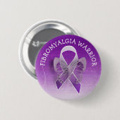 Badge Rond 5 Cm Fibromyalgie Guerrier Purple Sensibilisation Ruban (Devant & derrière)