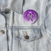 Badge Rond 5 Cm Fibromyalgie Guerrier Purple Sensibilisation Ruban (En situation)