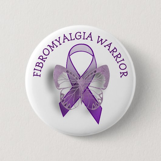Badge Rond 5 Cm Fibromyalgie Guerrier Purple Sensibilisation Ruban (Devant)