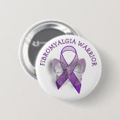 Badge Rond 5 Cm Fibromyalgie Guerrier Purple Sensibilisation Ruban (Devant & derrière)