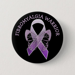Badge Rond 5 Cm Fibromyalgie Guerrier Purple Sensibilisation Ruban