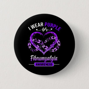 Badge Rond 5 Cm Fibromyalgie Je Porte Le Papillon Violet Hea