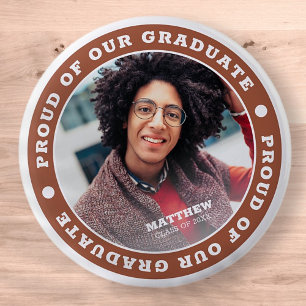 Badge Rond 5 Cm Fier de notre diplômé 20XX   Photo de diplôme