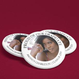 Badge Rond 5 Cm Fier de notre diplômé de style Photo