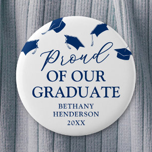 Badge Rond 5 Cm Fier de notre Graduate Blue Graduate