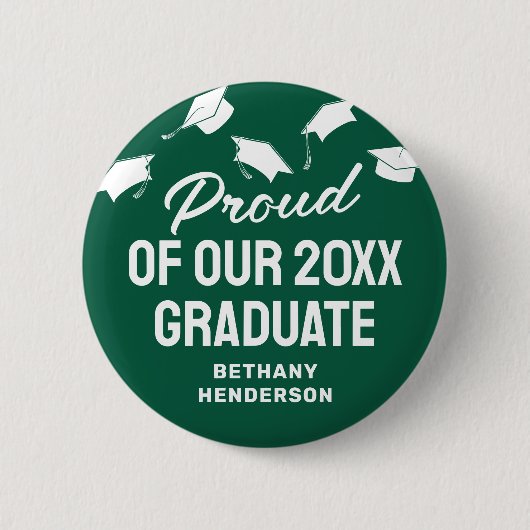 Badge Rond 5 Cm Fier de notre Green Graduate 2025 (Devant)