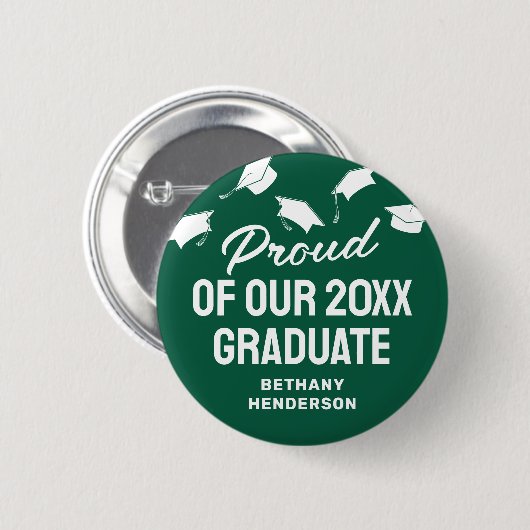 Badge Rond 5 Cm Fier de notre Green Graduate 2025 (Devant & derrière)