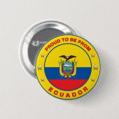 Badge Rond 5 Cm Fier D'Être De L'Equateur (Devant & derrière)