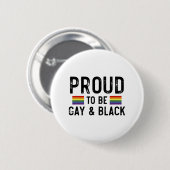 Badge Rond 5 Cm Fier D'Être Gay Et Noir (Devant & derrière)