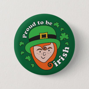 Badge Rond 5 Cm Fier d'être irlandais - bouton de lutin