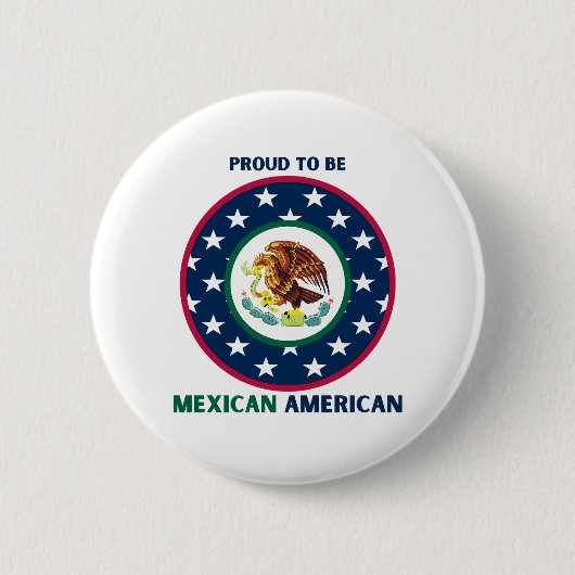 BADGE ROND 5 CM FIER D'ÊTRE MEXICAIN AMÉRICAIN (Devant)