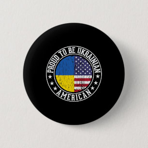 Badge Rond 5 Cm Fier d'être Ukrainien Couleurs du drapeau américai