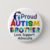 Badge Rond 5 Cm Fier frère de l'autisme (Devant)