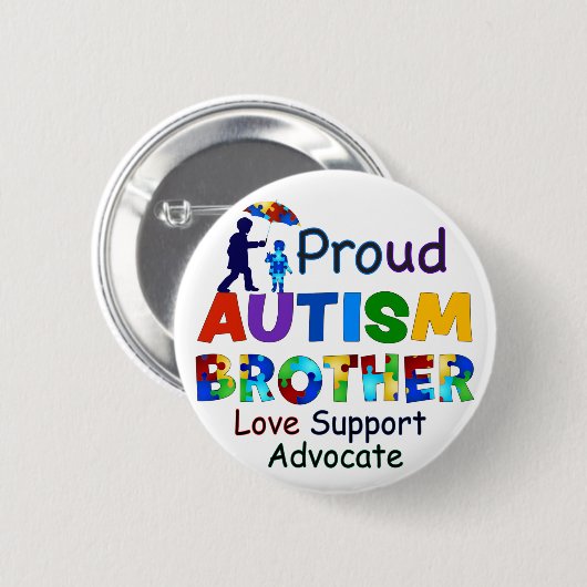 Badge Rond 5 Cm Fier frère de l'autisme (Devant & derrière)