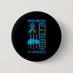 Badge Rond 5 Cm Fier Frère D'Un Guerrier T1D Type 1 Diabe