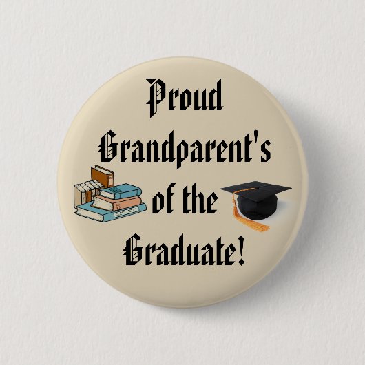 Badge Rond 5 Cm FIER GRANDS-PARENTS DU Bouton DIPLÔMÉ (Devant)