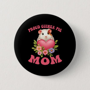 Badge Rond 5 Cm Fier Guinée Cochon Maman Drôle Guinée Cochon Fête