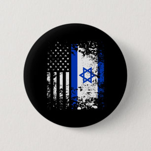 Badge Rond 5 Cm Fier Israélien Drapeau États-Unis Fierté Patriotiq