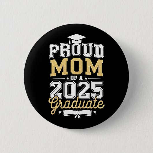Badge Rond 5 Cm Fier Maman D'Un Diplôme De 2025 (Devant)