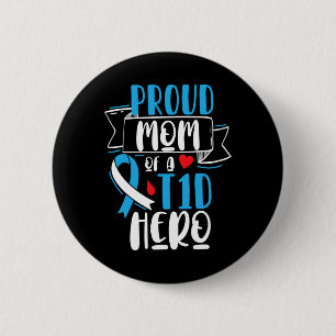 Badge Rond 5 Cm Fier Maman D'Un Héros T1D Type 1 Diabète Maman Acc