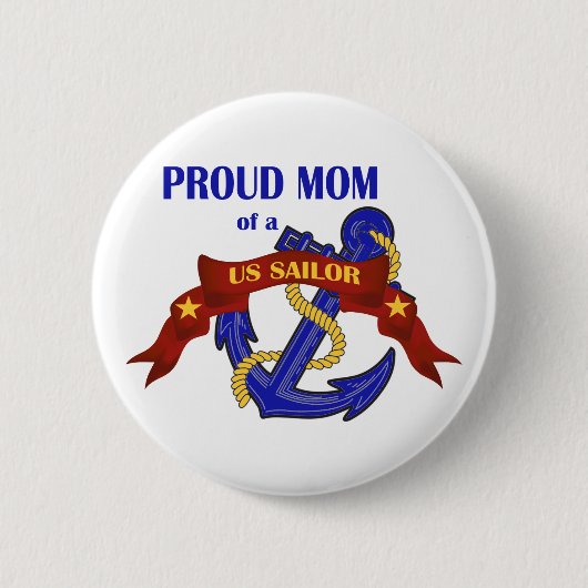 Badge Rond 5 Cm Fier maman d'un marin américain (Devant)