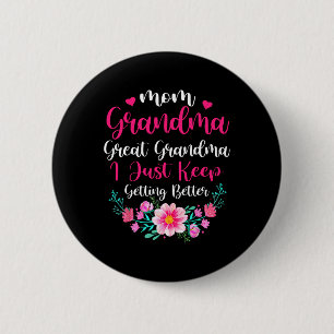 Badge Rond 5 Cm Fier Maman Grand-Mère Grand Grand-Grand-Mère Je Co