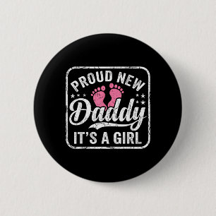 Badge Rond 5 Cm Fier nouveau papa une fille père pour la première