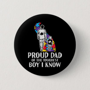 Badge Rond 5 Cm Fier papa le plus dur Sensibilisation sur l'autism