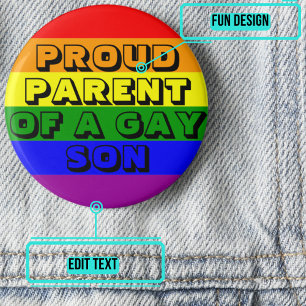 Badge Rond 5 Cm Fier parent d'un fils gay