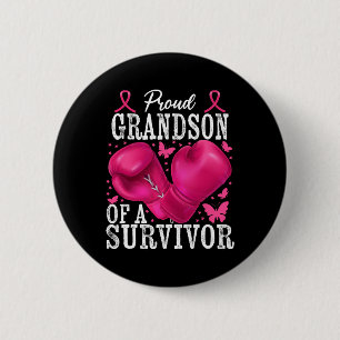 Badge Rond 5 Cm Fier Petit-Fils De Survivant Cancer Du Sein Boxe G