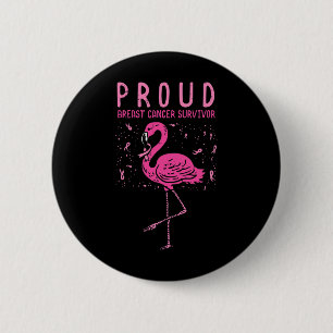 Badge Rond 5 Cm Fier Survivant Flamant rose Pink Breast Cancer de
