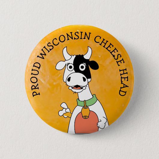 Badge Rond 5 Cm Fier Wisconsin Tête de fromage Bouton (Devant)