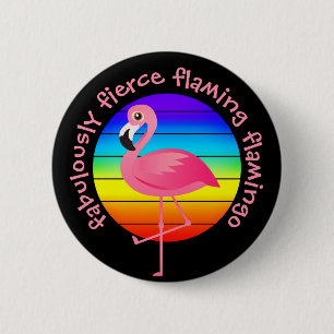 Badge Rond 5 Cm Fierce Fabully Flambant Flamant rose Pride