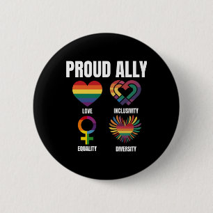 Badge Rond 5 Cm Fière Ally Fierté Amour Inclusivité Égalité Divers