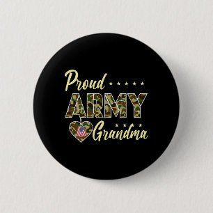 Badge Rond 5 Cm Fière armée de grand-mère homme camouflage soldat 