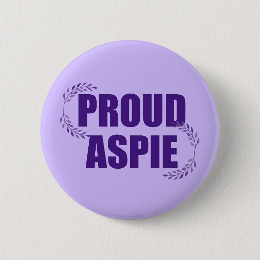 Badge Rond 5 Cm Fière Aspie Joli Syndrome d'Asperger Violet (Devant)