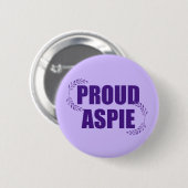 Badge Rond 5 Cm Fière Aspie Joli Syndrome d'Asperger Violet (Devant & derrière)