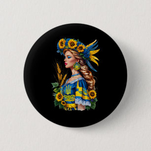 Badge Rond 5 Cm Fière beauté ukrainienne – Drapeau patriotique ukr