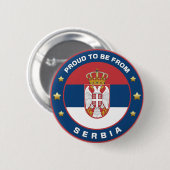Badge Rond 5 Cm Fière D'Être De Serbie (Devant & derrière)
