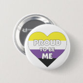 Badge Rond 5 Cm Fière d'être moi non-binaire orgueil drapeau coeur (Devant & derrière)