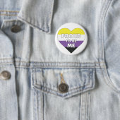 Badge Rond 5 Cm Fière d'être moi non-binaire orgueil drapeau coeur (En situation)