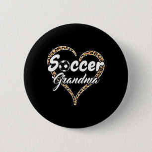Badge Rond 5 Cm Fière grand-mère de football Cœur de léopard