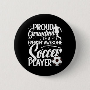 Badge Rond 5 Cm Fière grand-mère d'un joueur de football Grand-mèr