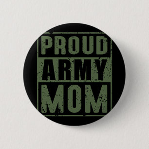 Badge Rond 5 Cm Fière maman de l'armée Vétéran militaire américain