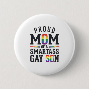 Badge Rond 5 Cm Fière maman d'un fils gay insolent Vintage T-shirt